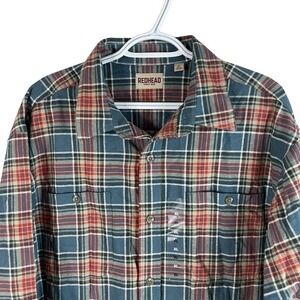 NEW RedHead Mens Ozark Mountain Flannel Shirt XL Blue Red Plaid Cotton Button Up